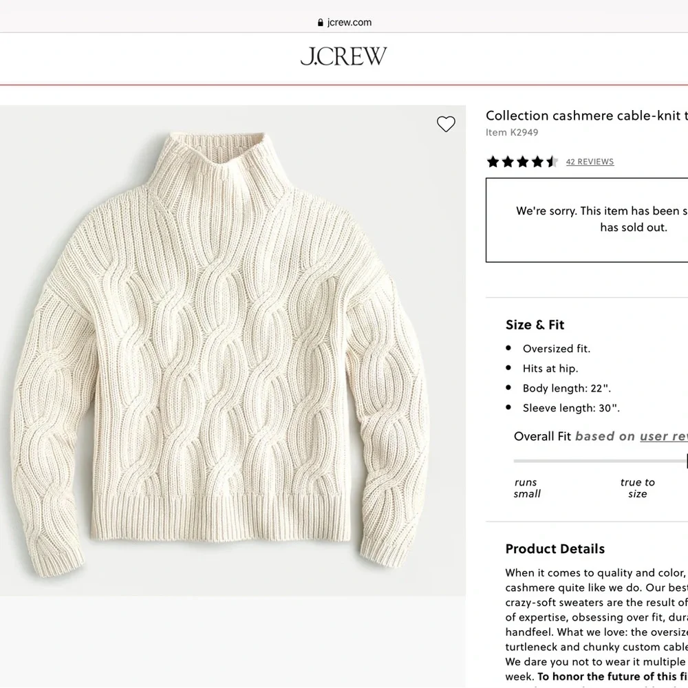J. Crew Collection cashmere cable knit turtleneck - Picture 5 of 6
